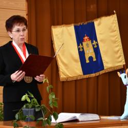 Místostarostka obce Drhovle Božena Havlíková při projevu