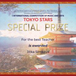 V letošním roce Carmína získala historicky 6. Grand Prix v I. International Competition of Music and Arts „TOKYO STARS” 2021. Jedná se o světovou prestižní online soutěž v Japonsku. Soutěže se zúčastnilo 24 států.  Sbormistryni Jitce Šimkové a klavíristovi Sergey Perepeliatnykovi byly uděleny speciální ceny: „Nejlepší učitel“ a „Nejlepší klavírista“. 