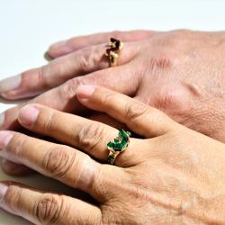 Historicky poprvé byly dnes představeny snubní prsteny Petra Voka z Rožmberka a Kateřiny z Ludanic. Jedná se o neobvyklé párové prsteny, které jsou osazeny broušenými smaragdy, rubíny a dozdobeny zeleným smaltem. Zlatníci je vytvořili podle digitálních modelů z autentických materiálů.