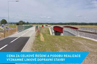 Jižní tangenta České Budějovice získala cenu za celkové řešení a podobu realizace významné liniové dopravní stavby. Porota ocenila zejména význam komunikace pro dopravu v krajském městě i její architektonické a technické provedení